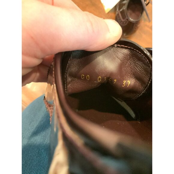 Louis Vuitton Burgundy Patent Leather Lace-Up Wingtip Flats Shoes, Size 37 / 7 - Picture 9 of 9